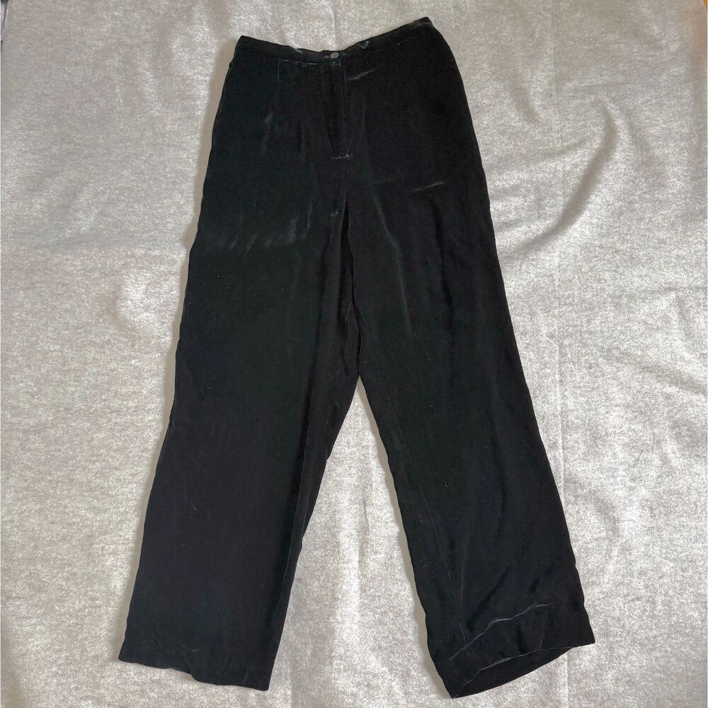 Vintage Field Manor silk blend velvet pants womens L black wide leg whimsigoth